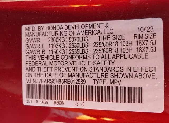 7FARS5H85RE012589 2024 2024 Honda CR-V- Hybrid Sport-L 9