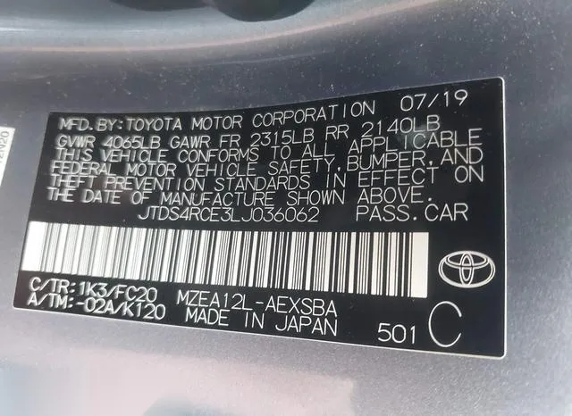 JTDS4RCE3LJ036062 2020 2020 Toyota Corolla- SE 9