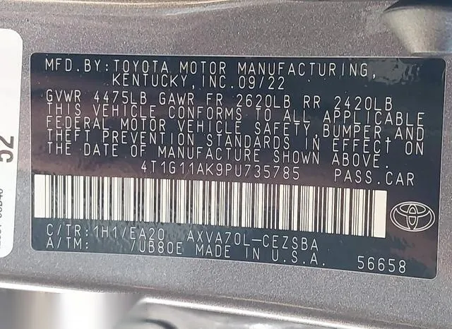 4T1G11AK9PU735785 2023 2023 Toyota Camry- SE 9