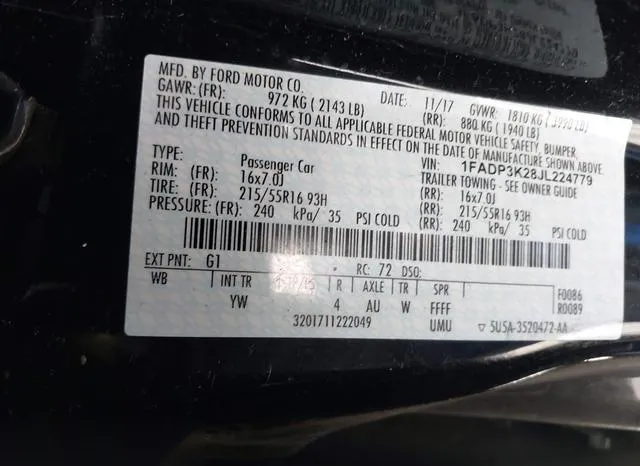 1FADP3K28JL224779 2018 2018 Ford Focus- SE 9