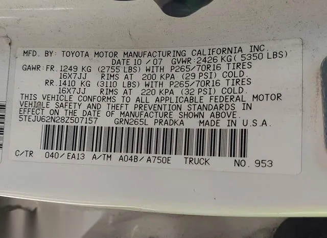 5TEJU62N28Z507157 2008 2008 Toyota Tacoma- Prerunner V6 9