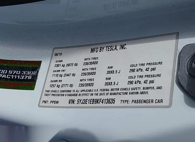 5YJ3E1EB9KF413635 2019 2019 Tesla Model 3- Long Range/Perfo 9