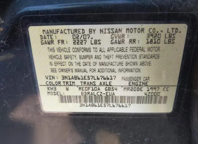 3N1AB61E57L676617 2007 2007 Nissan Sentra- 2-0 9