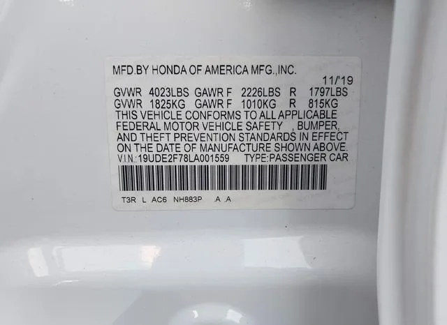 19UDE2F78LA001559 2020 2020 Acura ILX 9