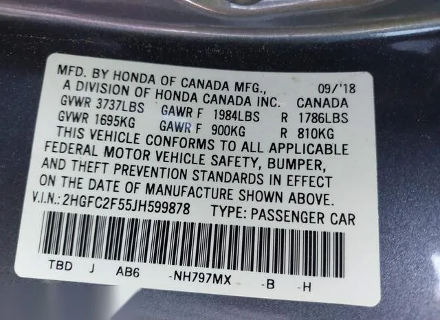 2HGFC2F55JH599878 2018 2018 Honda Civic- LX 9