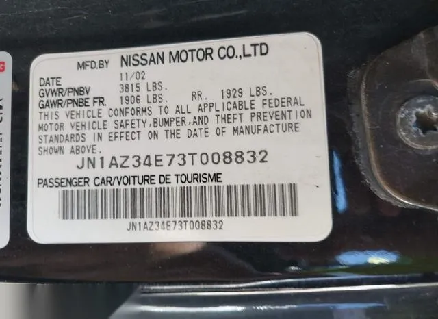 JN1AZ34E73T008832 2003 2003 Nissan 350Z- Touring 9