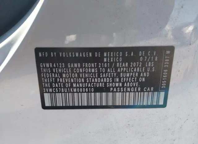 3VWC57BU1KM080610 2019 2019 Volkswagen Jetta- 1-4T R-Line/1 9