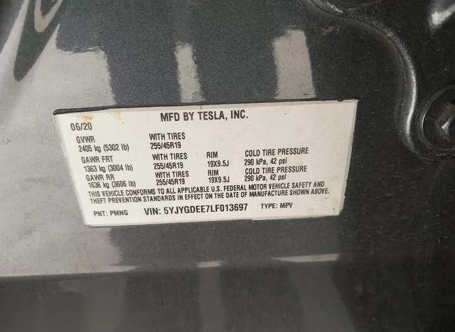 5YJYGDEE7LF013697 2020 2020 Tesla Model Y- Long Range Dual M 9