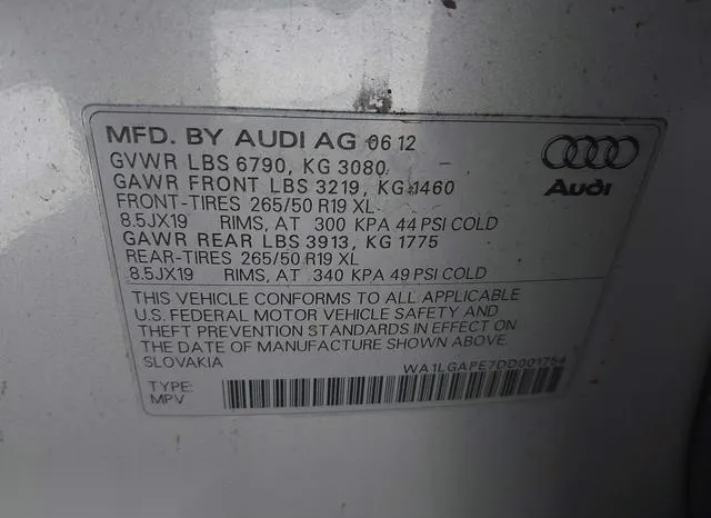 WA1LGAFE7DD001754 2013 2013 Audi Q7- 3-0T Premium 9