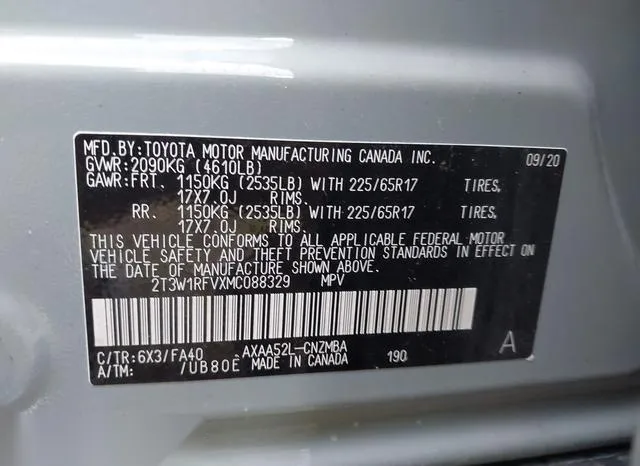 2T3W1RFVXMC088329 2021 2021 Toyota RAV4- Xle 9