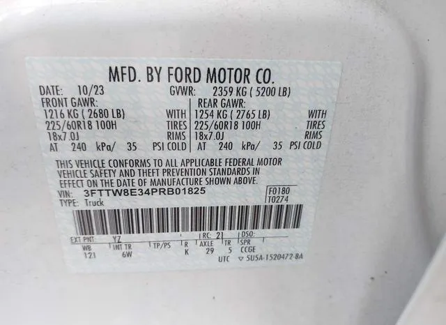 3FTTW8E34PRB01825 2023 2023 Ford Maverick- Lariat 9