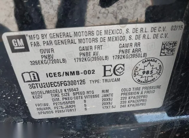 3GTU2UEC5FG300126 2015 2015 GMC Sierra- 1500 Sle 9