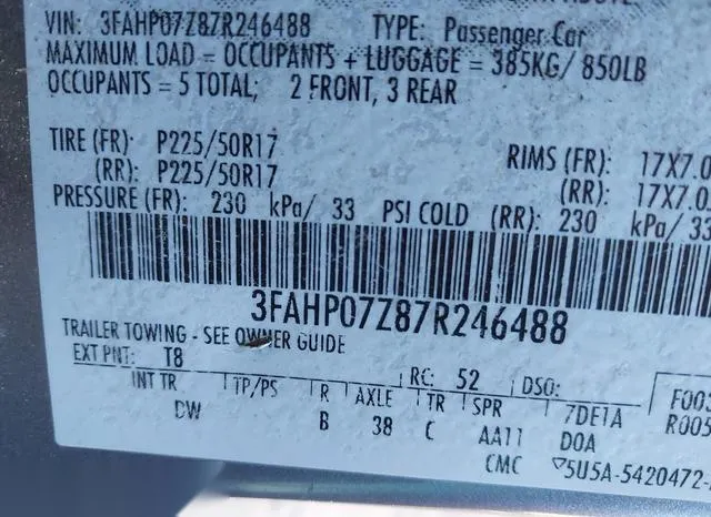 3FAHP07Z87R246488 2007 2007 Ford Fusion- SE 9