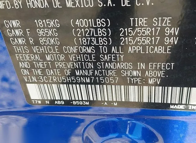 3CZRU5H59NM715057 2022 2022 Honda HR-V- 2Wd Ex 9