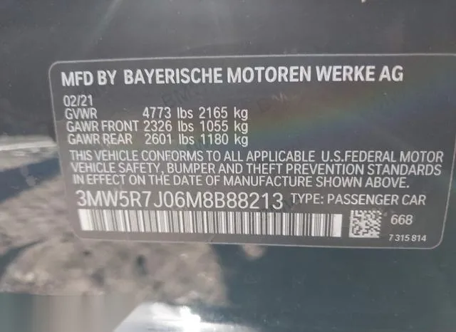 3MW5R7J06M8B88213 2021 2021 BMW 3 Series- 330I Xdrive 9