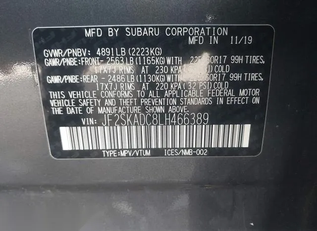 JF2SKADC8LH466389 2020 2020 Subaru Forester 9