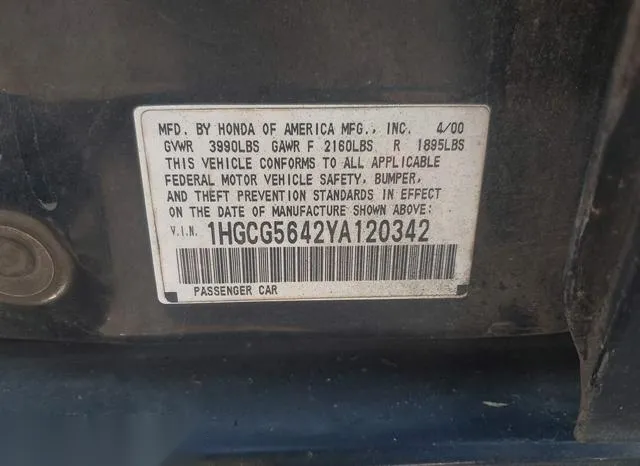 1HGCG5642YA120342 2000 2000 Honda Accord- 2-3 LX 9