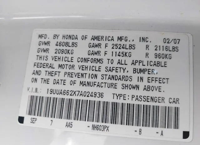 19UUA662X7A024936 2007 2007 Acura TL- 3-2 9