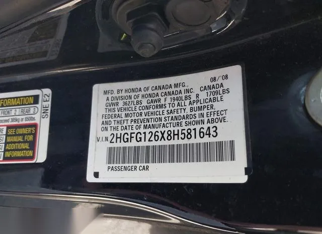 2HGFG126X8H581643 2008 2008 Honda Civic- LX 9