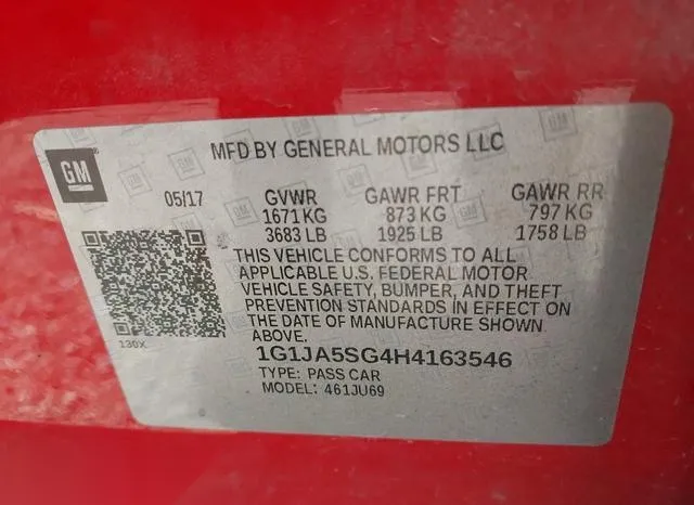 1G1JA5SG4H4163546 2017 2017 Chevrolet Sonic- Ls Manual 9