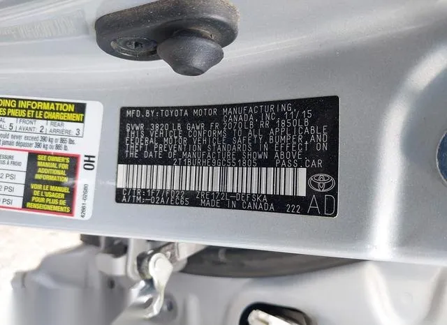 2T1BURHE9GC551805 2016 2016 Toyota Corolla- S Plus 9