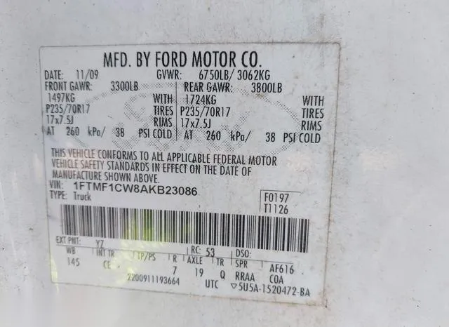 1FTMF1CW8AKB23086 2010 2010 Ford F-150- XL 9