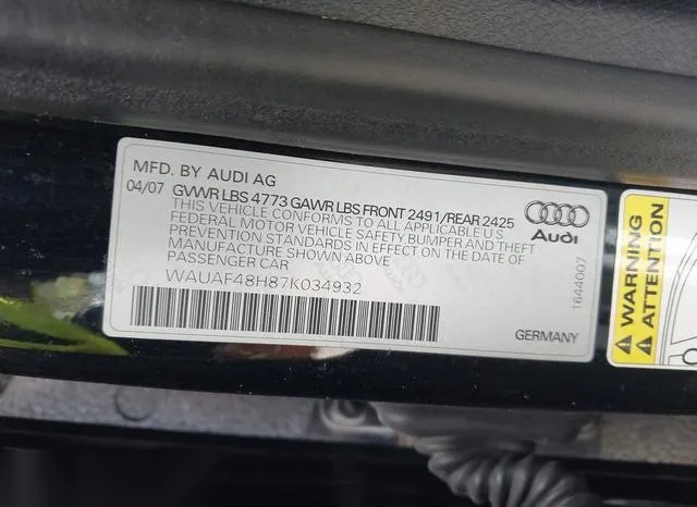 WAUAF48H87K034932 2007 2007 Audi A4- 2-0T 9