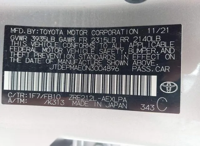 JTDEPMAE0N3004896 2022 2022 Toyota Corolla- LE 9