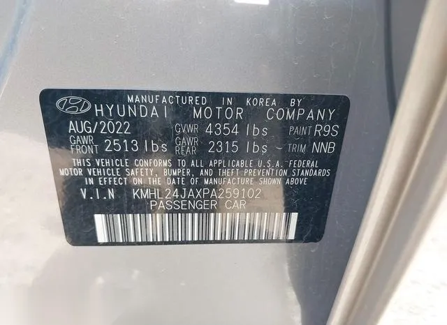 KMHL24JAXPA259102 2023 2023 Hyundai Sonata- SE 9