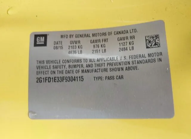 2G1FD1E33F9304115 2015 2015 Chevrolet Camaro- 1LT 9