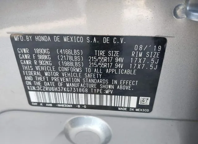 3CZRU6H37KG731868 2019 2019 Honda HR-V- LX 9