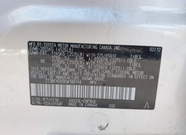 2T3BF4DV9CW188148 2012 2012 Toyota RAV4 9