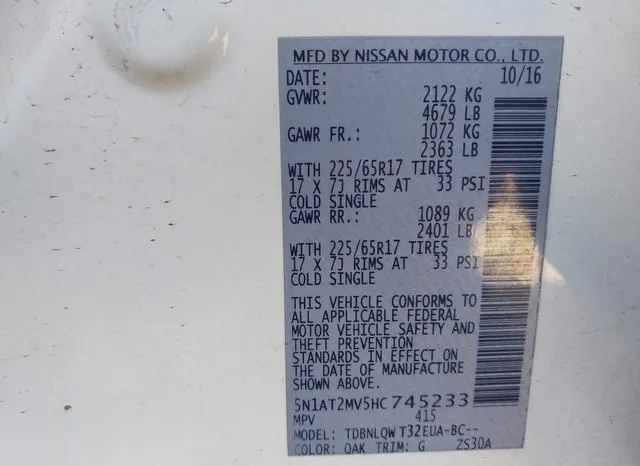 5N1AT2MV5HC745233 2017 2017 Nissan Rogue- SV 9