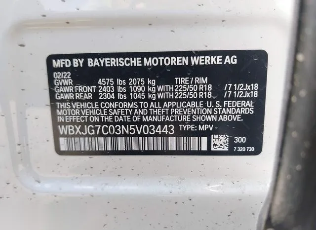 WBXJG7C03N5V03443 2022 2022 BMW X1- Sdrive28I 9