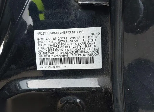 19UDE2F37KA008868 2019 2019 Acura ILX- Standard 9