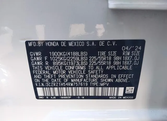 3CZRZ1H54RM757619 2024 2024 Honda HR-V- 2Wd Sport/2Wd Sport 9