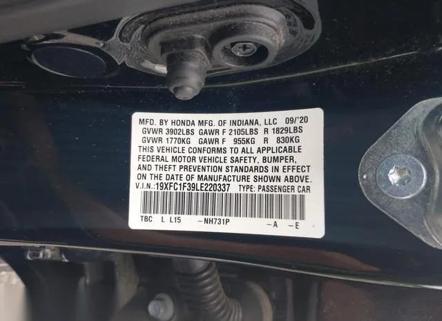 19XFC1F39LE220337 2020 2020 Honda Civic- EX 9