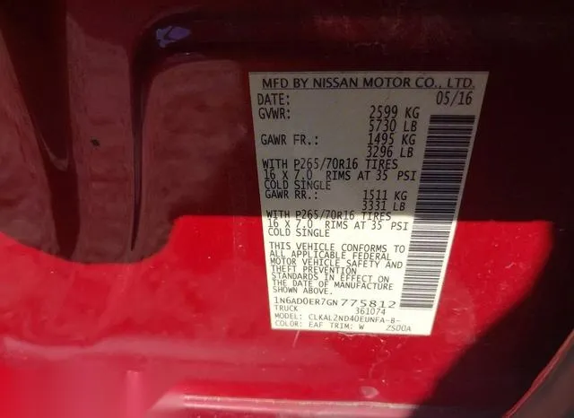 1N6AD0ER7GN775812 2016 2016 Nissan Frontier- SV 9