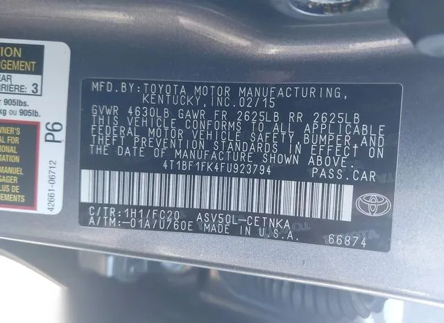 4T1BF1FK4FU923794 2015 2015 Toyota Camry- LE 9