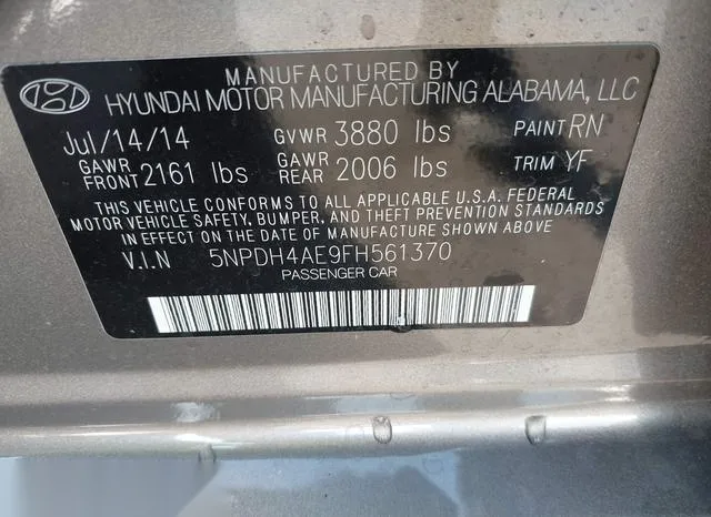 5NPDH4AE9FH561370 2015 2015 Hyundai Elantra- SE 9