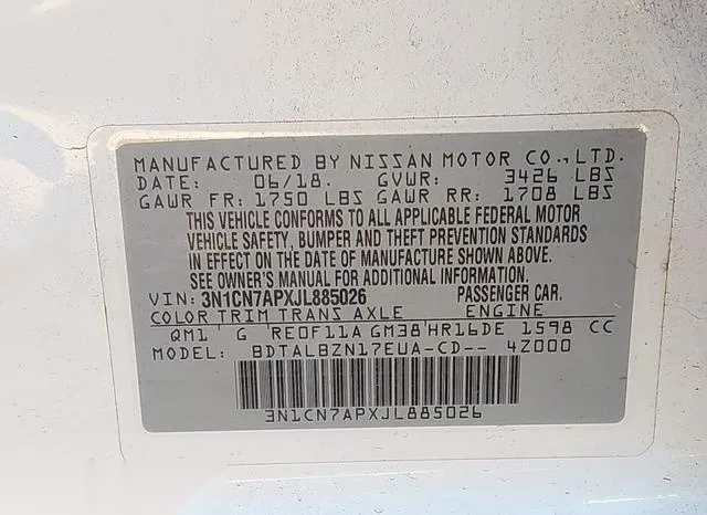 3N1CN7APXJL885026 2018 2018 Nissan Versa- 1-6 SV 9