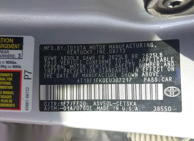 4T1BF1FK0EU307217 2014 2014 Toyota Camry- SE 9