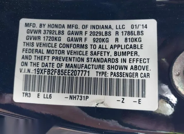 19XFB2F85EE207771 2014 2014 Honda Civic- EX 9