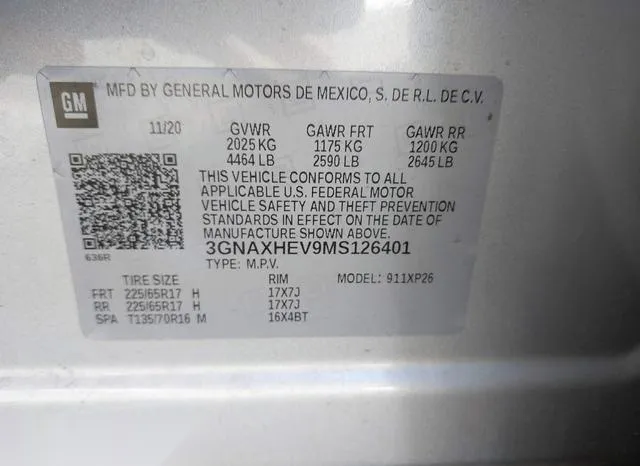 3GNAXHEV9MS126401 2021 2021 Chevrolet Equinox- Fwd Ls 9