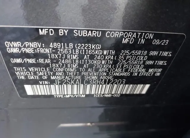 JF2SKALC3RH412203 2024 2024 Subaru Forester- Limited 9