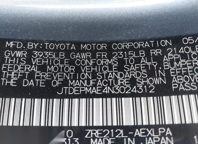 JTDEPMAE4N3024312 2022 2022 Toyota Corolla- LE 9