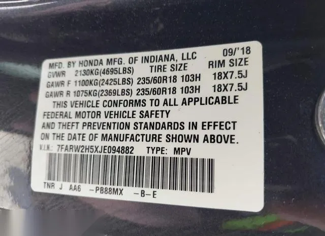 7FARW2H5XJE094882 2018 2018 Honda CR-V- EX 9