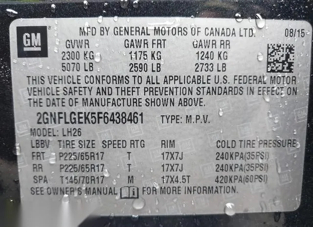 2GNFLGEK5F6438461 2015 2015 Chevrolet Equinox- 2LT 9