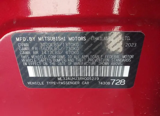 ML32AUHJ3RH005219 2024 2024 Mitsubishi Mirage- LE 9