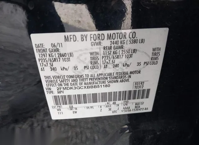 2FMDK3GCXBBB51180 2011 2011 Ford Edge- SE 9